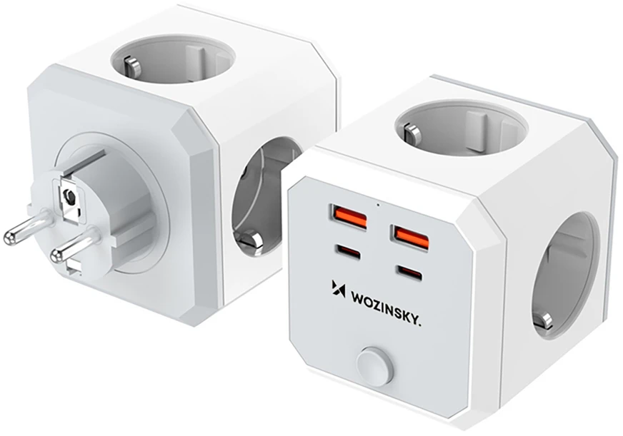 Wozinsky WKZ-4B Power Cube 4x AC 2x USB-A 2x USB-C PD 20 W 4000 W - Baltas