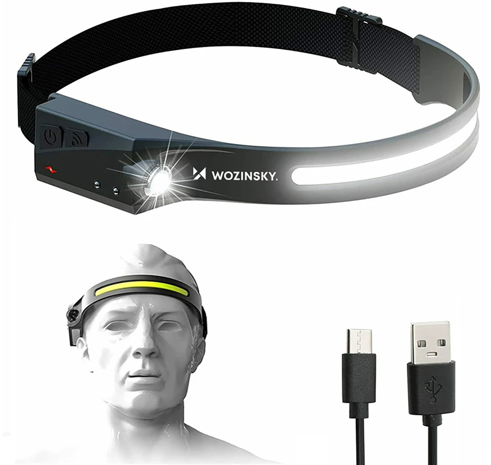 Wozinsky WLC-1200 350lm CREE LED priekinis žibintas IPX4 su judesio jutikliu - Juodas