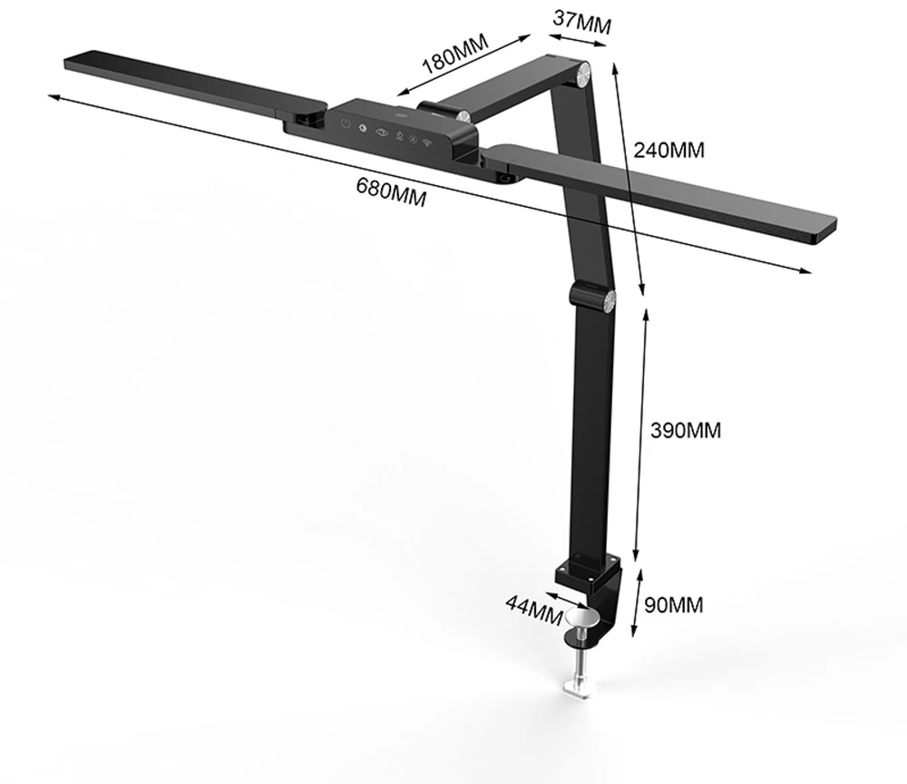 Wozinsky WLM-800 desk lamp above the monitorius with remote control - juodas