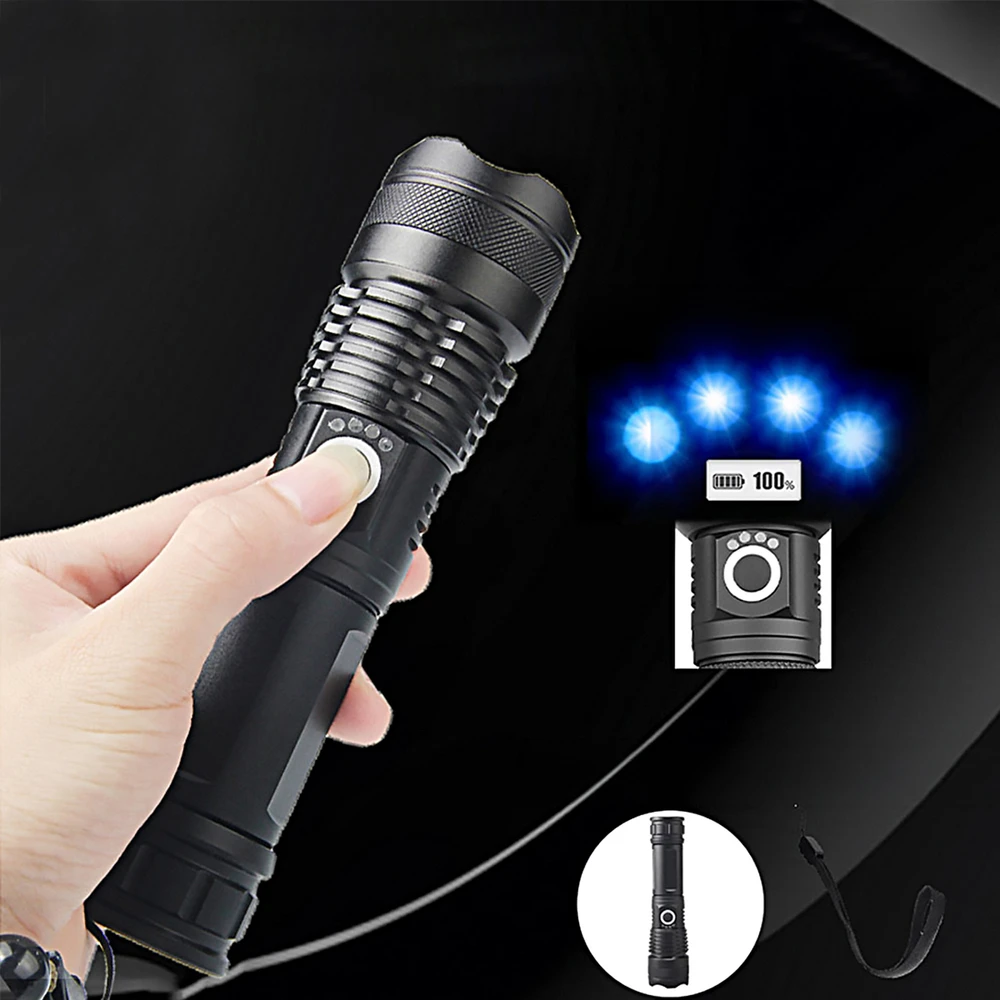Wozinsky WLT-15W 15W 1500lm CREE IP65 taktinis žibintuvėlis su reguliuojamu spinduliu - Juodas