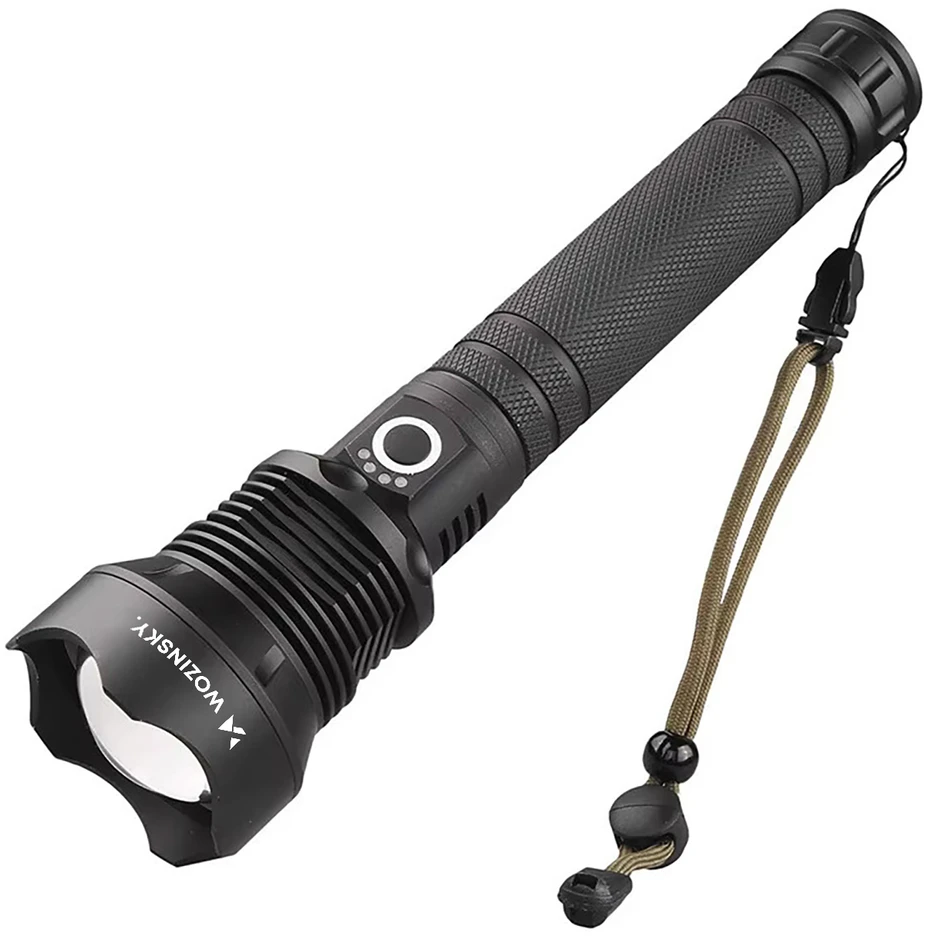 Wozinsky WLT-20W taktinis žibintuvėlis 20 W 2000 lm CREE diodai IP65 su reguliuojamu spinduliu - juodas