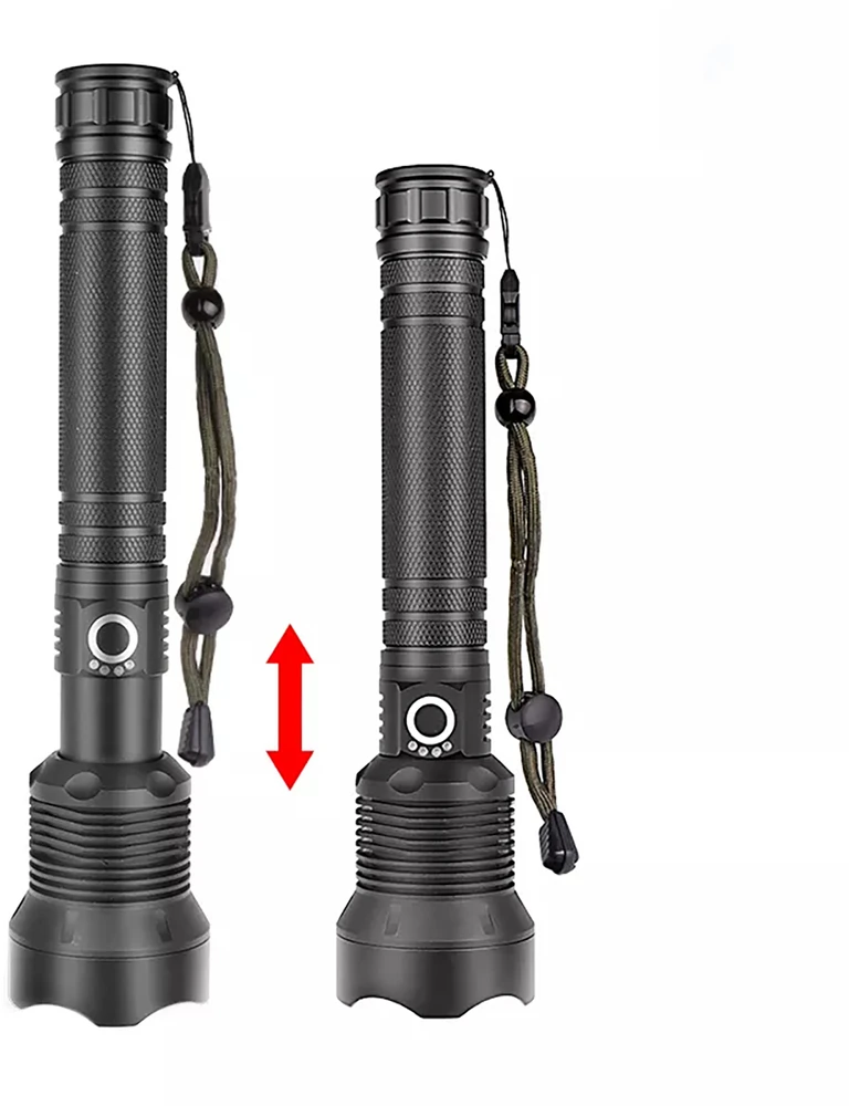 Wozinsky WLT-20W taktinis žibintuvėlis 20 W 2000 lm CREE diodai IP65 su reguliuojamu spinduliu - juodas