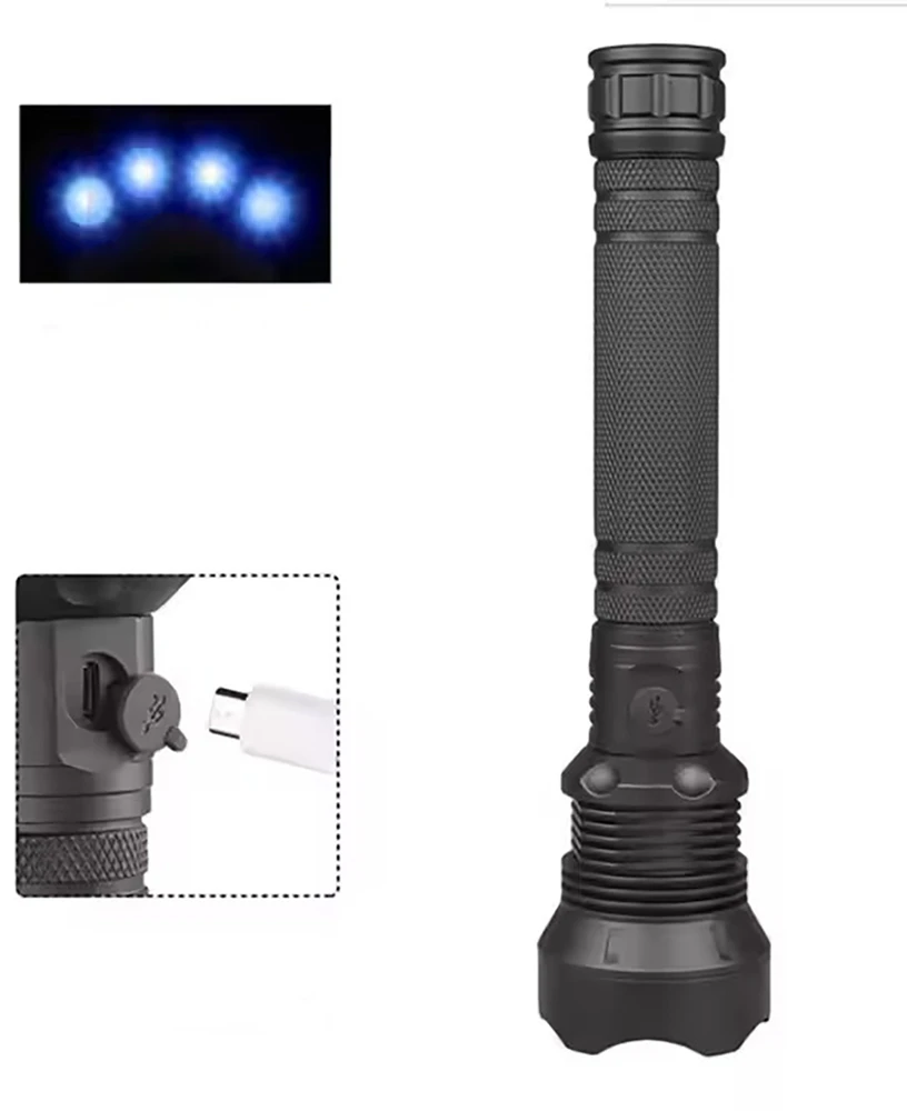 Wozinsky WLT-20W taktinis žibintuvėlis 20 W 2000 lm CREE diodai IP65 su reguliuojamu spinduliu - juodas
