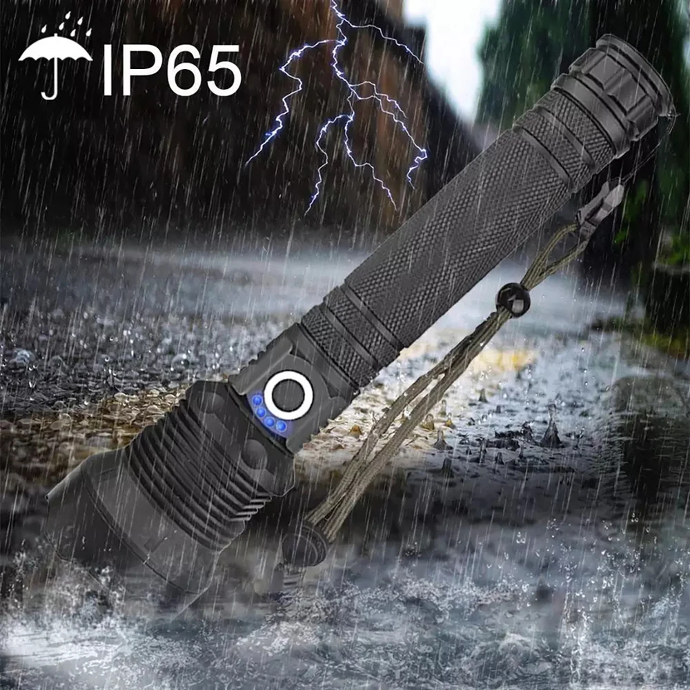 Wozinsky WLT-20W taktinis žibintuvėlis 20 W 2000 lm CREE diodai IP65 su reguliuojamu spinduliu - juodas