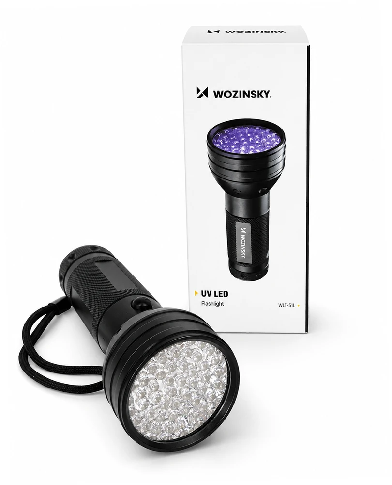 Wozinsky IP65 UV Flashlight for Track Detection 51 LEDs - Juodas