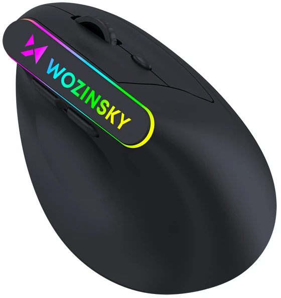 Wozinsky WMG-1164 Wireless Vertical Ergonomic Pelė žaidimams 3600 DPI with RGB pašvietimas - Juodas