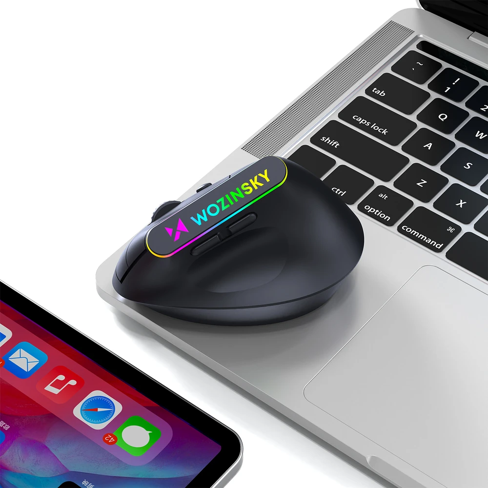 Wozinsky WMG-1164 Wireless Vertical Ergonomic Pelė žaidimams 3600 DPI with RGB pašvietimas - Juodas