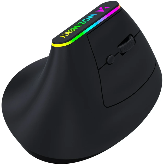 Wozinsky WMG-1164 Wireless Vertical Ergonomic Pelė žaidimams 3600 DPI with RGB pašvietimas - Juodas