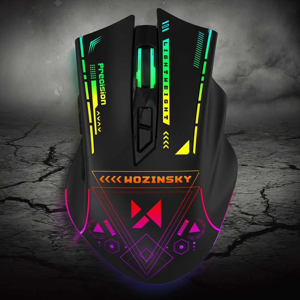 Wozinsky WMGB-3200 Optinė belaidė pelė žaidimams with Built-in Rechargeable Baterija 3200 DPI with RGB Lighting - Juodas