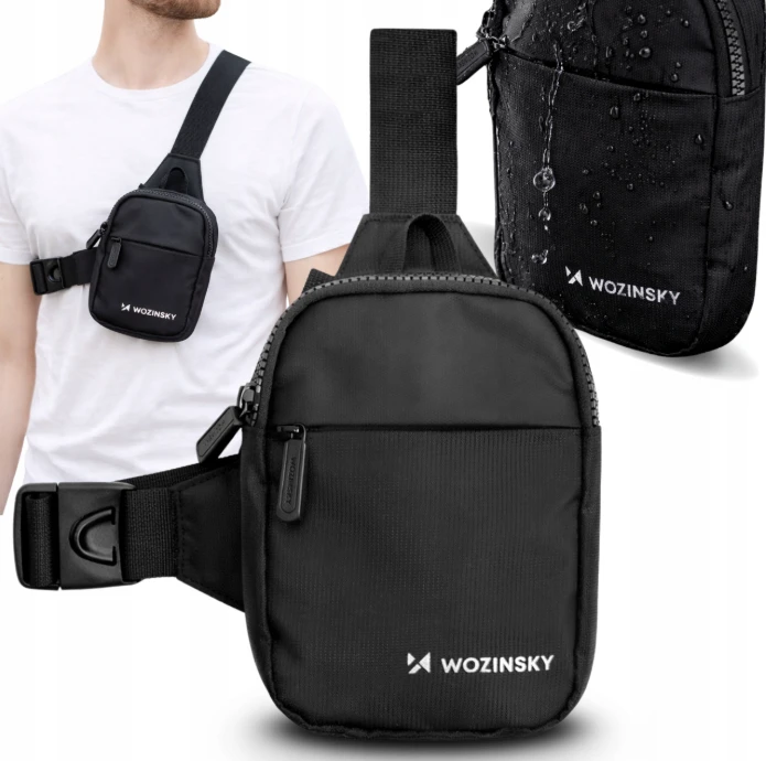 Wozinsky WMS-W1 Unisex Mini Shoulder Bag Atsparus vandeniui Dual-Compartment for Phone - Juodas