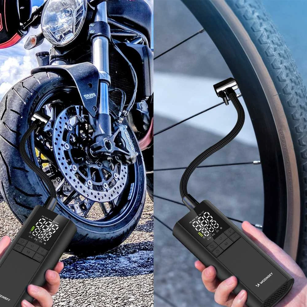 Wozinsky WPEP-8000 kompresorius, elektrinis siurblys, 8000 mAh išorinė baterija, žibintuvėlis - juodas