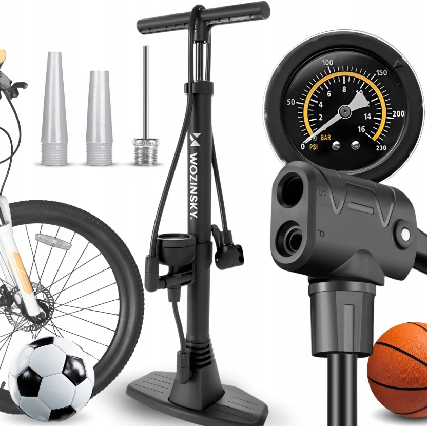 Wozinsky WPR-02 Floor Bicycle Pump - Juodas