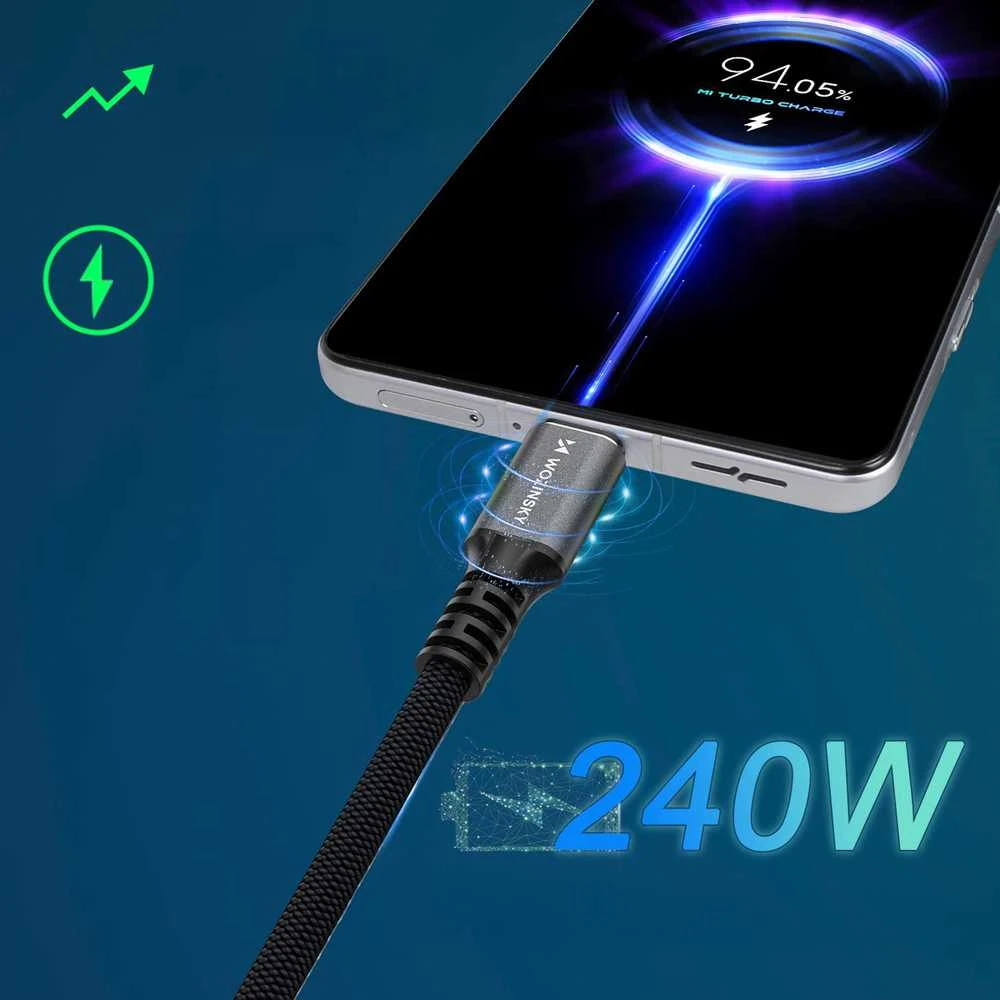 Wozinsky WPS-UY41S USB-C USB4 Cable 40Gb/s 240W 1m 4K - Juodas