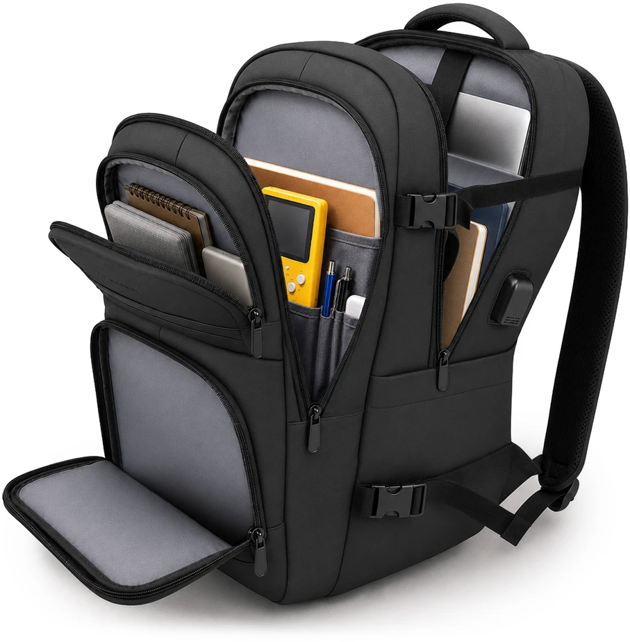 Wozinsky WPW-20L Backpack with Nešiojamas kompiuteris Pocket for 15" Travel 40x20x25 cm for Hand Luggage - Juodas