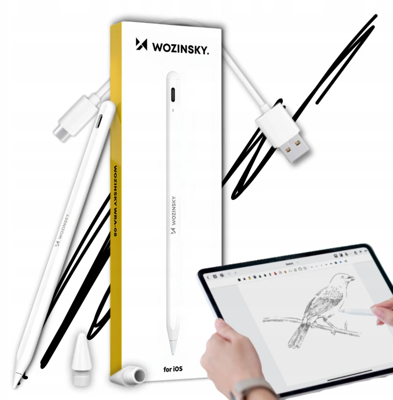 Wozinsky WRA-08 Stylus for iPad USB-C Fast Charging – baltos spalvos