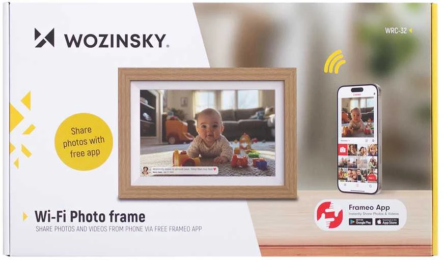 Wozinsky WRC-32 10,1 colio skaitmeninis nuotraukų rėmelis su „Frameo“ 32 GB programėle – šviesiai rudas