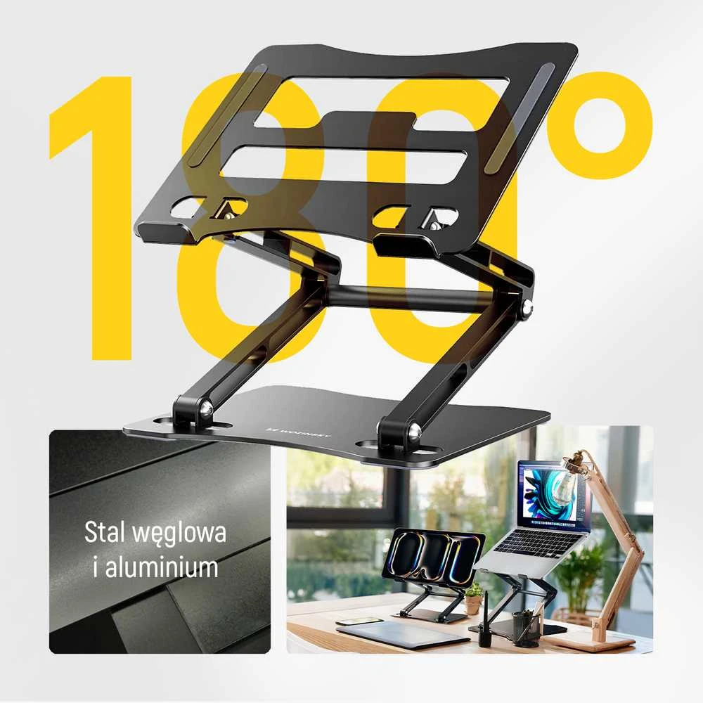 Wozinsky WRS-CPY75DSB nešiojamo kompiuterio stovas Aluminum – juodos spalvos