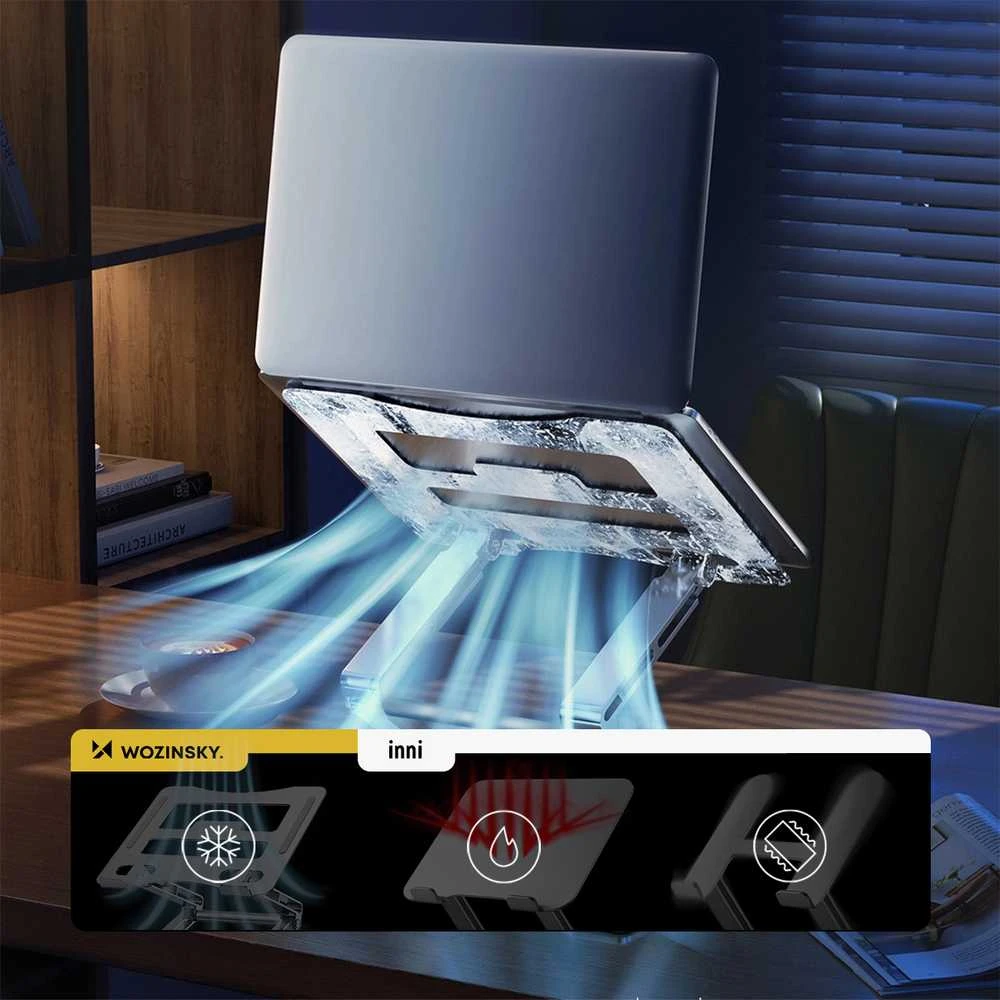 Wozinsky WRS-CPY75DSS aluminum nešiojamo kompiuterio stovas – sidabro spalvos