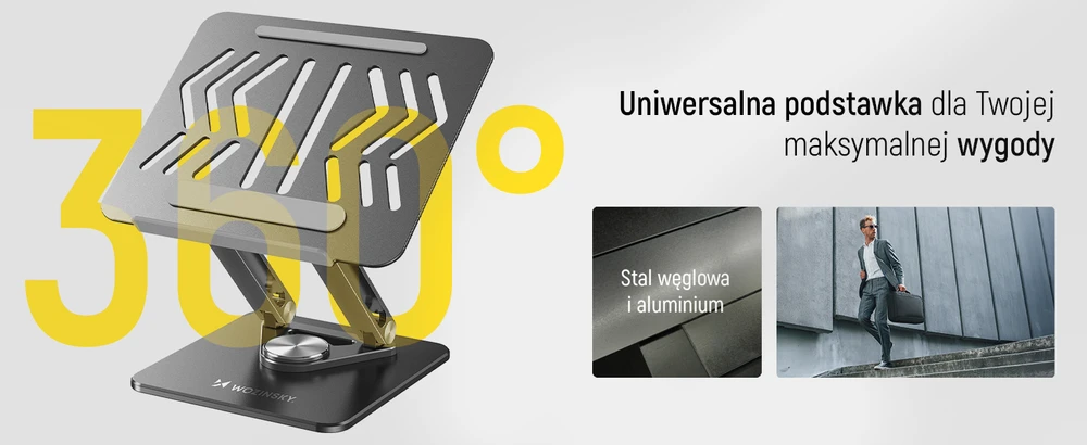 Nešiojamas kompiuteris stand Wozinsky WRS-CPY84SB 360 aluminum – juodos spalvos