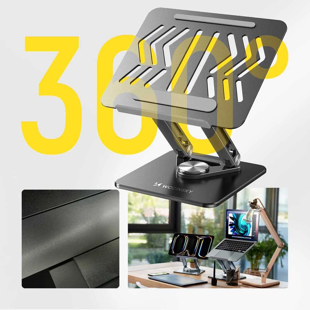 Nešiojamas kompiuteris stand Wozinsky WRS-CPY84SB 360 aluminum – juodos spalvos