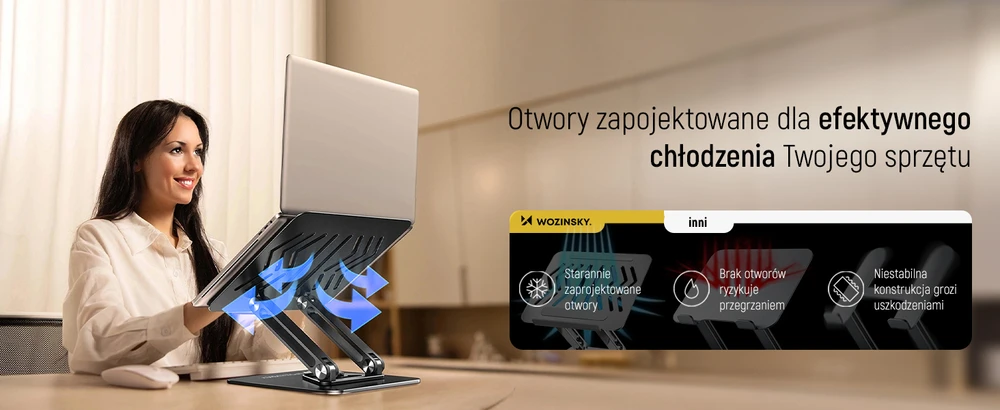 Nešiojamas kompiuteris stand Wozinsky WRS-CPY84SB 360 aluminum – juodos spalvos