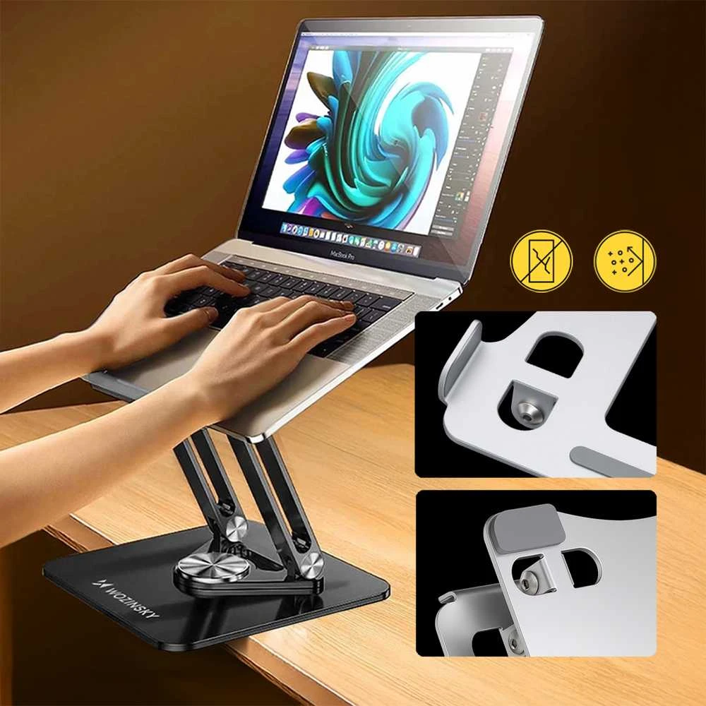 Nešiojamas kompiuteris stand Wozinsky WRS-CPY84SB 360 aluminum – juodos spalvos
