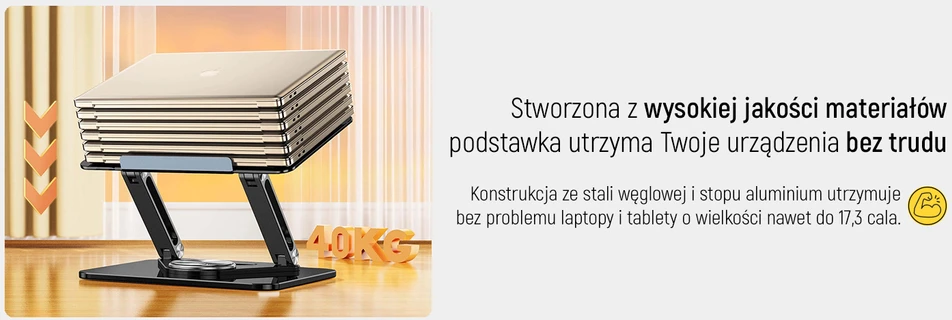 Nešiojamas kompiuteris stand Wozinsky WRS-CPY84SB 360 aluminum – juodos spalvos