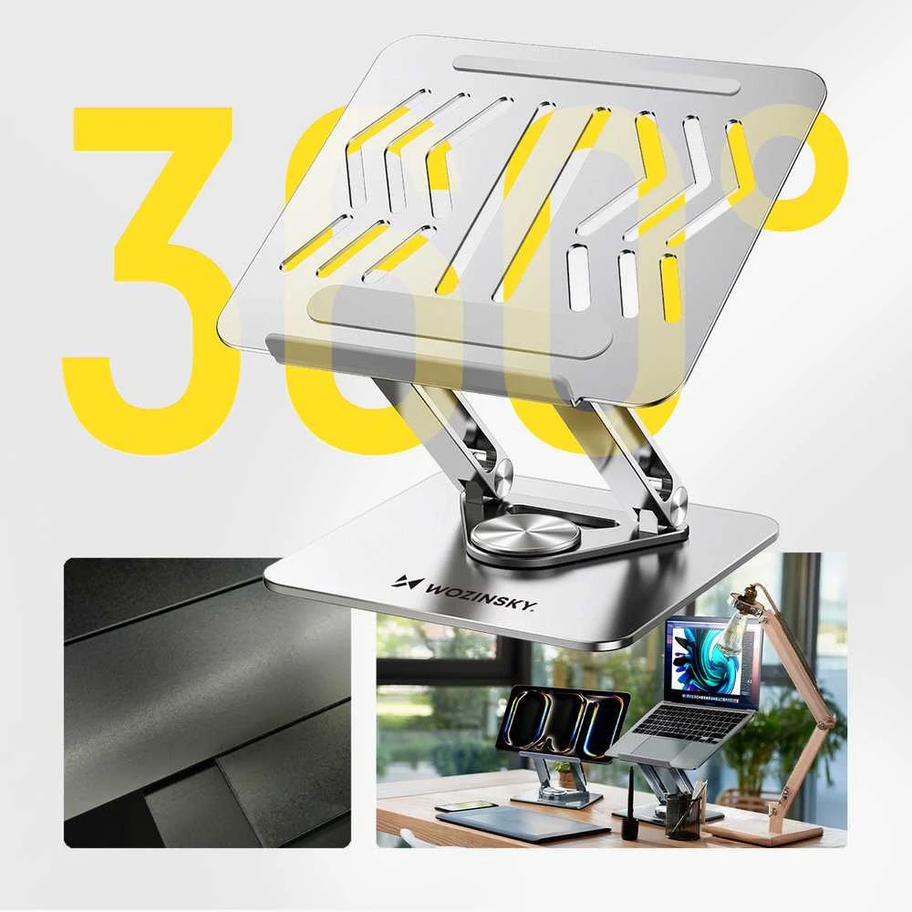 Wozinsky WRS-CPY84SS Aluminum nešiojamo kompiuterio stovas – sidabro spalvos