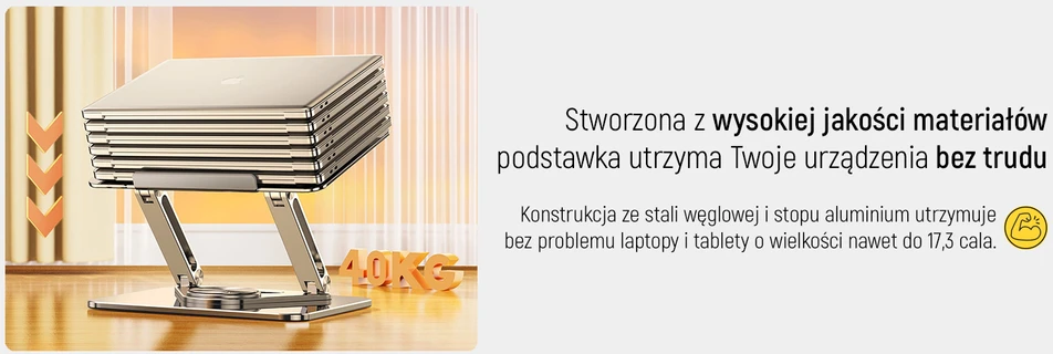 Wozinsky WRS-CPY84SS Aluminum nešiojamo kompiuterio stovas – sidabro spalvos