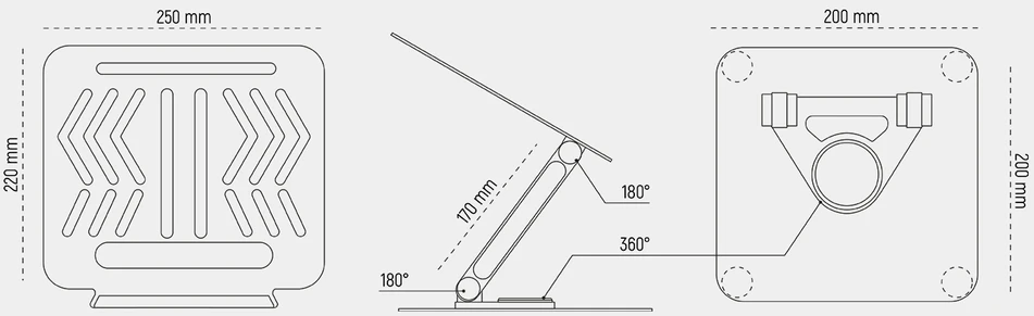 Wozinsky WRS-CPY84SS Aluminum nešiojamo kompiuterio stovas – sidabro spalvos