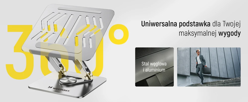 Wozinsky WRS-CPY84SS Aluminum nešiojamo kompiuterio stovas – sidabro spalvos