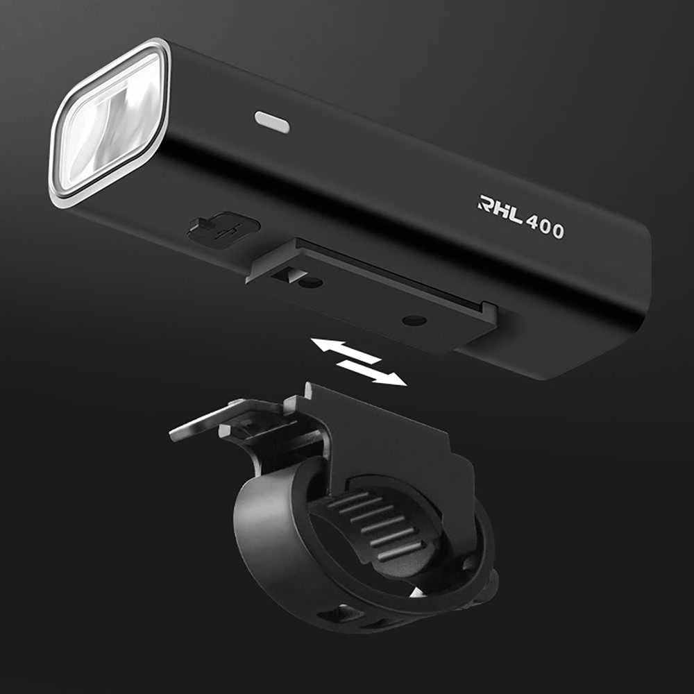Rinkinys lampek rowerowych Wozinsky WSBLB2 przednia (400 lm) USB-C i tylna USB micro - juoda