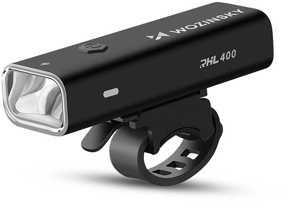 Rinkinys lampek rowerowych Wozinsky WSBLB2 przednia (400 lm) USB-C i tylna USB micro - juoda