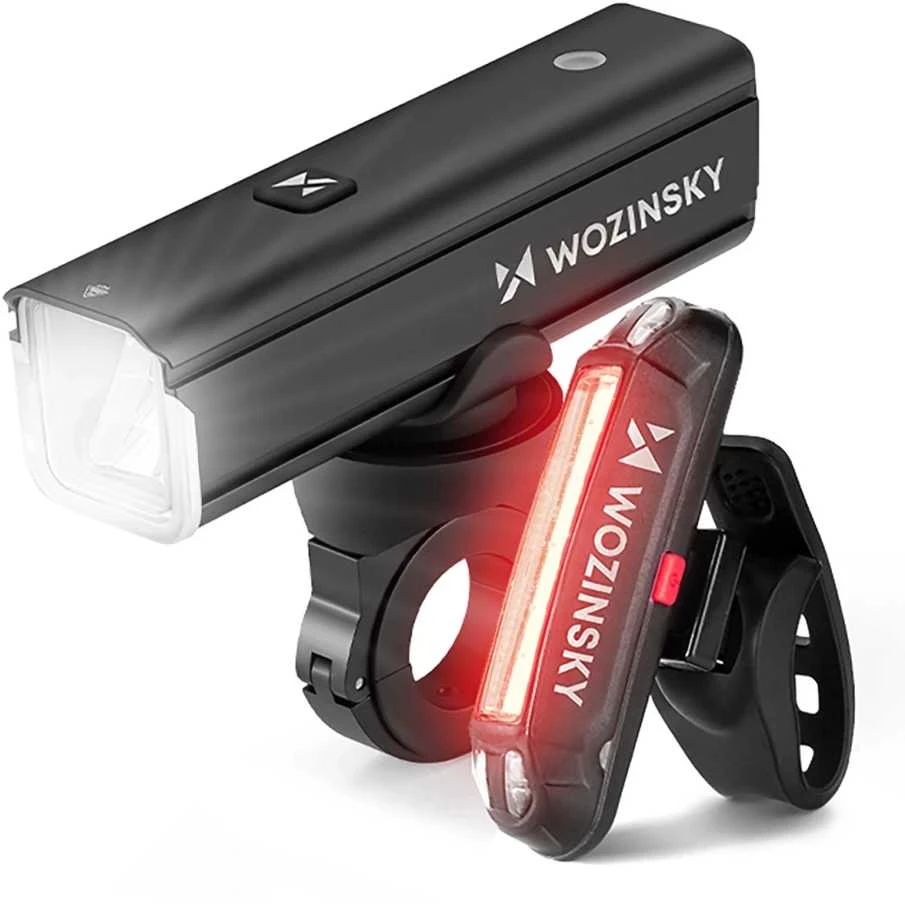 Wozinsky WSBLB3 priekinis (1000 lm) ir galinis USB-C dviračio žibintų komplektas – juodas