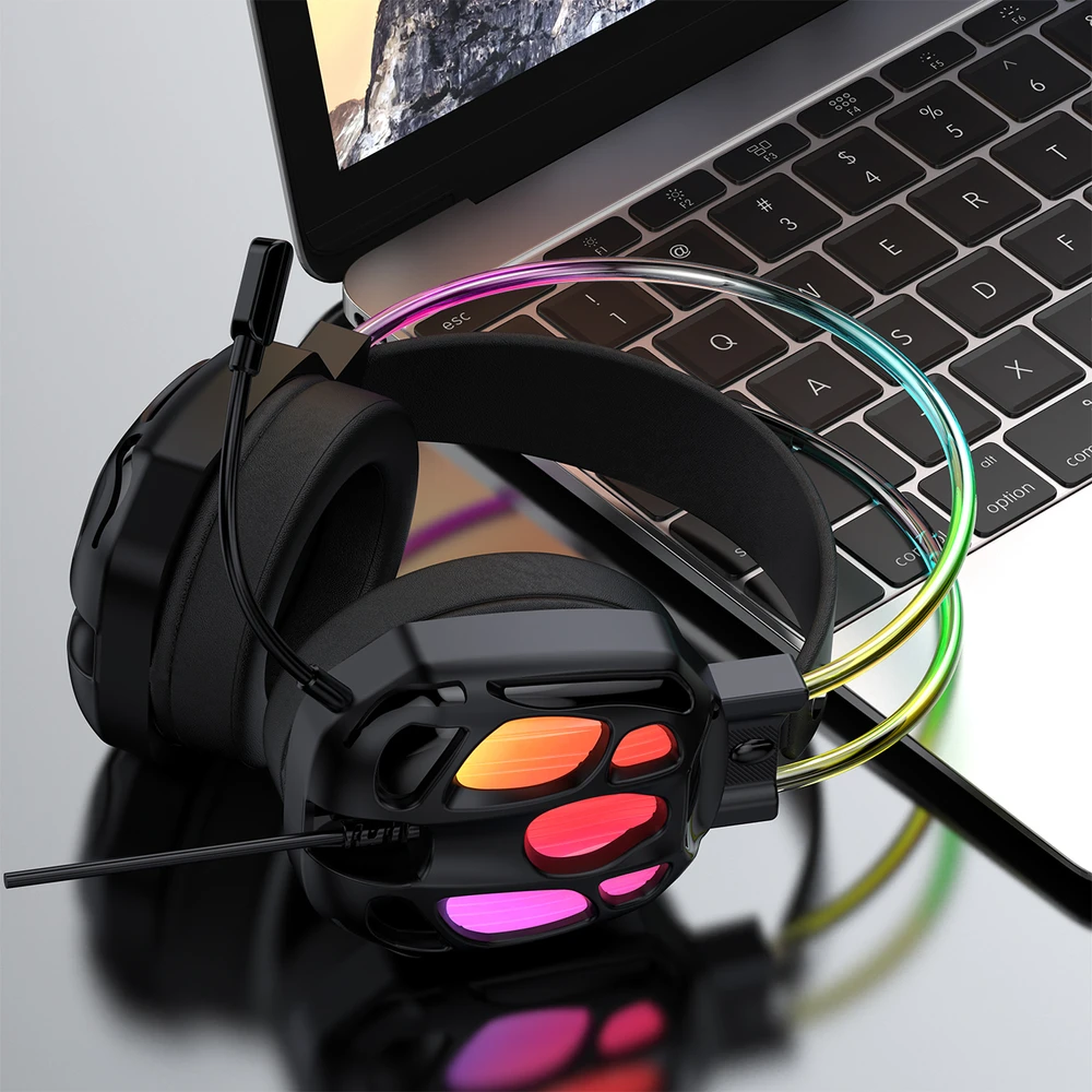 Wozinsky WSG-1118 Ausinės su laidu Žaidimams su mikrofonu ir RGB Backlight - Juodas