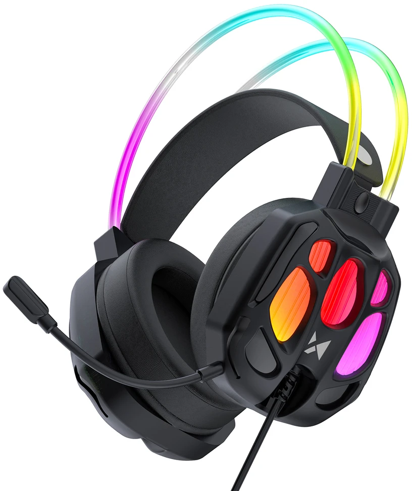 Wozinsky WSG-1118 Ausinės su laidu Žaidimams su mikrofonu ir RGB Backlight - Juodas