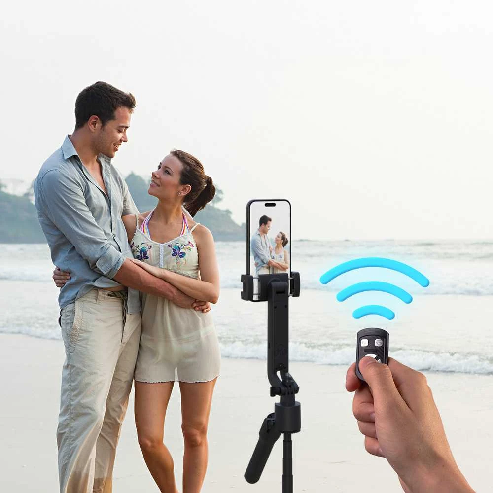 Wozinsky WST-360YS asmenukių lazda su trikojo funkcija ir 360° dirbtinio intelekto automatiniu veido sekimu bei gestų valdymu – juodos spalvos