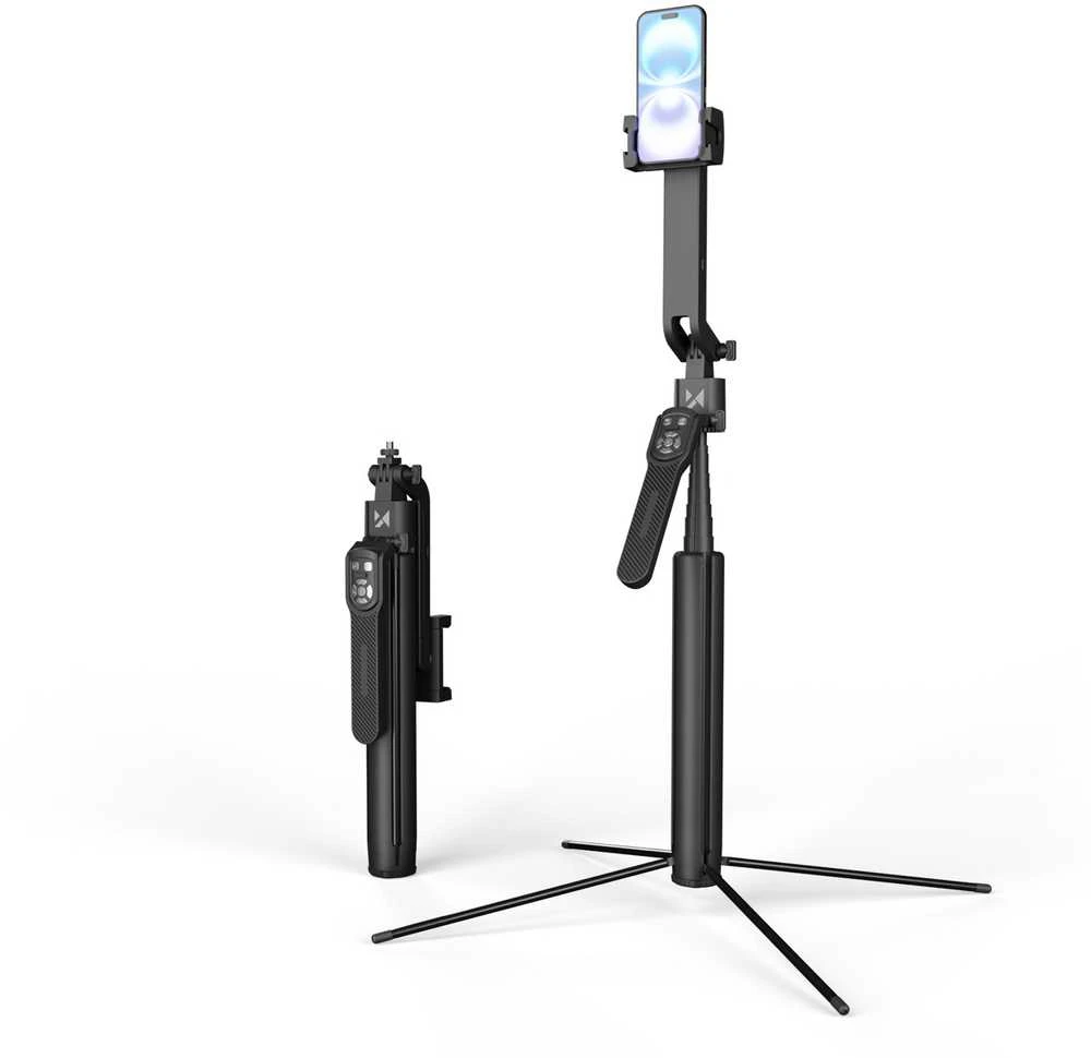 Wozinsky WST-360YS asmenukių lazda su trikojo funkcija ir 360° dirbtinio intelekto automatiniu veido sekimu bei gestų valdymu – juodos spalvos