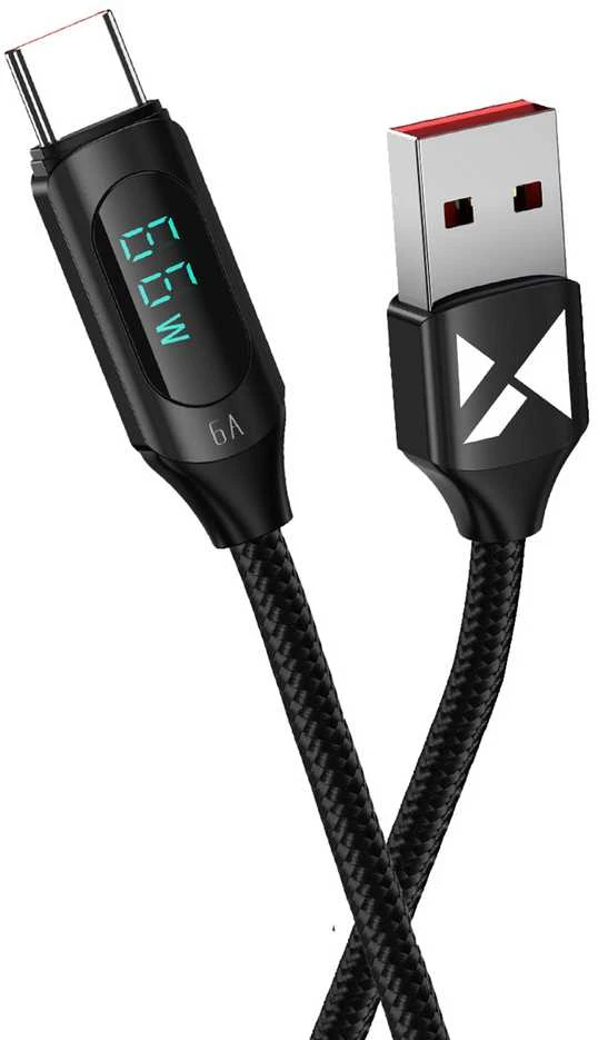 Kabelis USB A - USB C Wozinsky WUACC2 su ekranu 66W 6A 2m - juoda