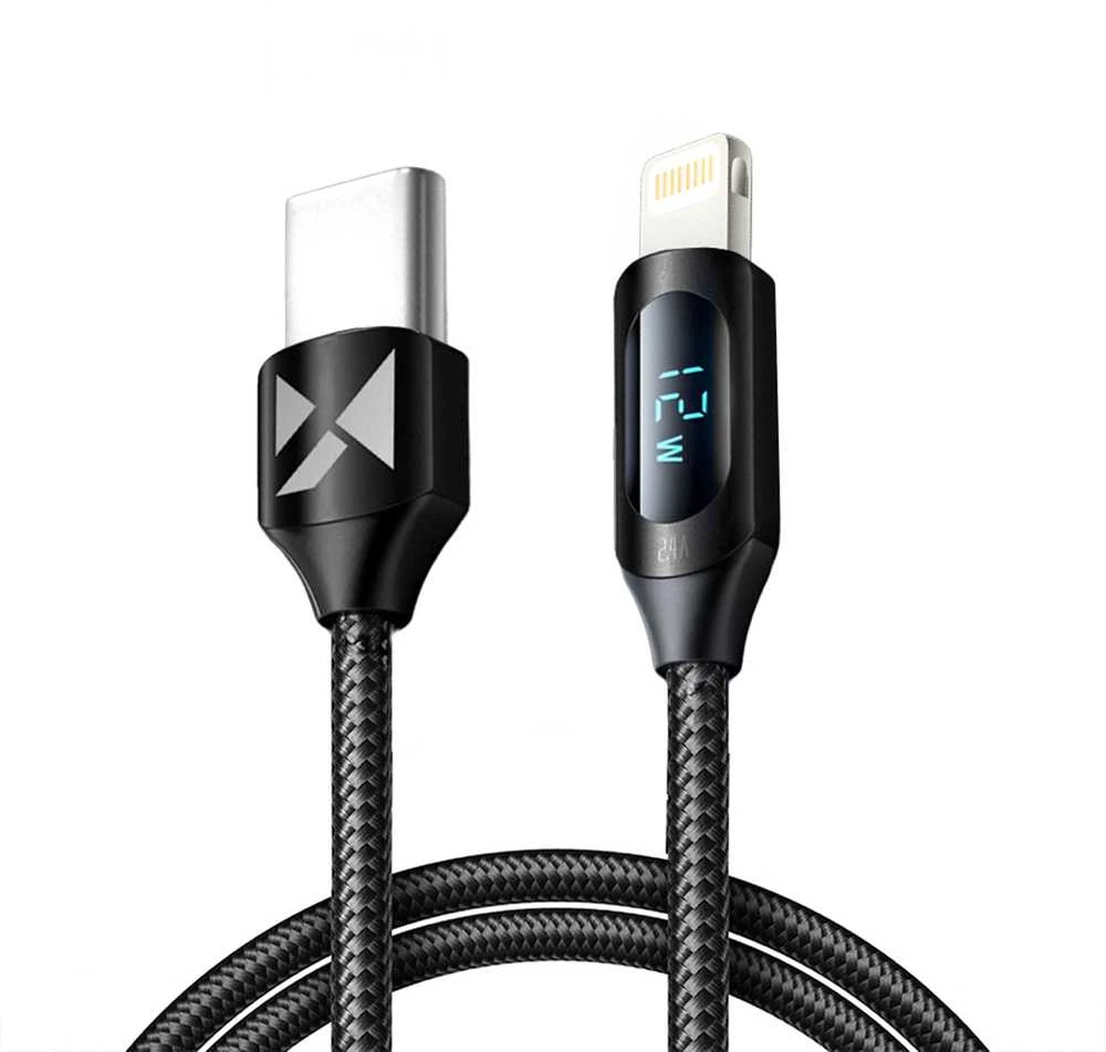 Wozinsky WUCLC1 Lightning – USB-C kabelis 36W 480Mb/s 1m – juodos spalvos