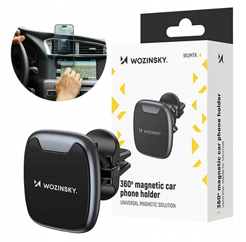 Wozinsky WUMTK magnetinis telefono laikiklis automobiliui air vent – juodos spalvos