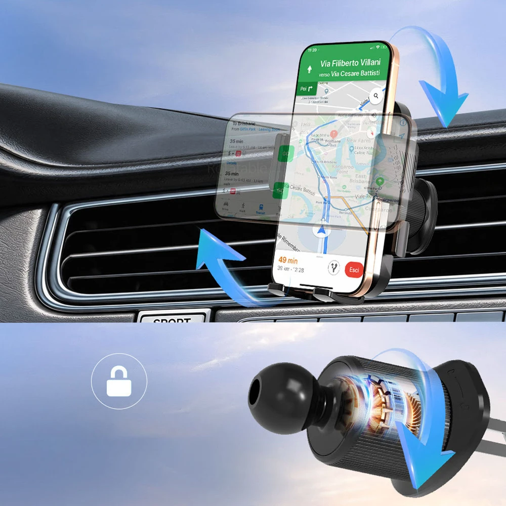 Wozinsky WUS-CF29 3-in-1 automobilinis laikiklis prietaisų skydeliui, priekiniam stiklui ir oro ventiliacijai - Juodas
