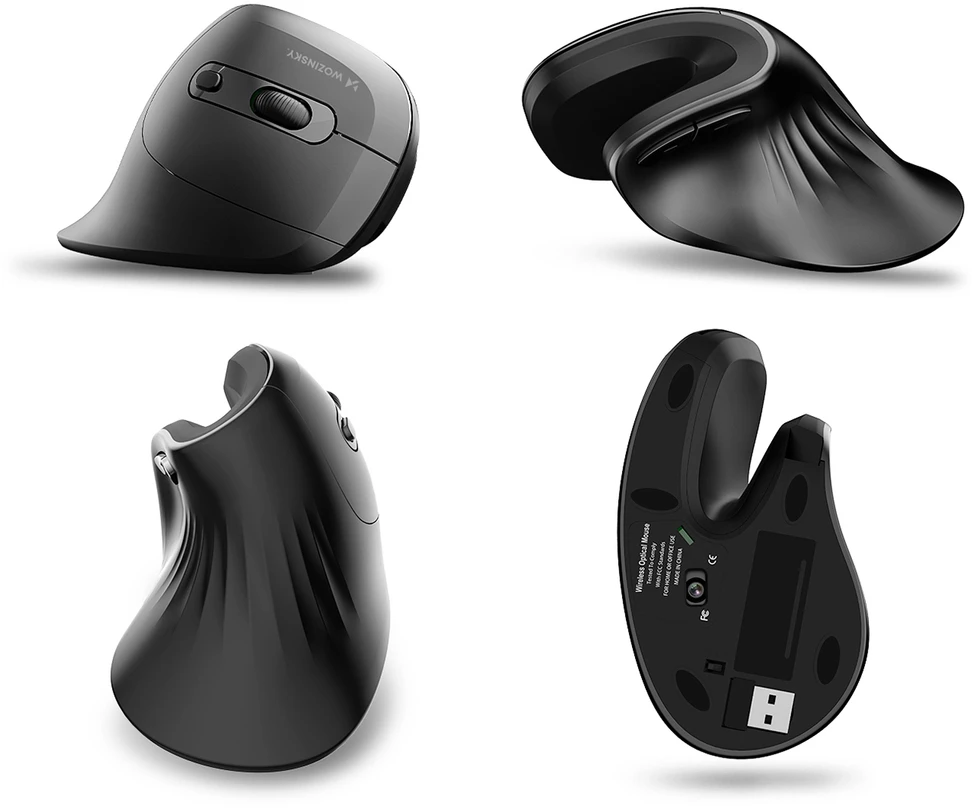 Wozinsky WWM-1076 belaidė vertikali ergonominė pelė 3600 DPI - Juodas