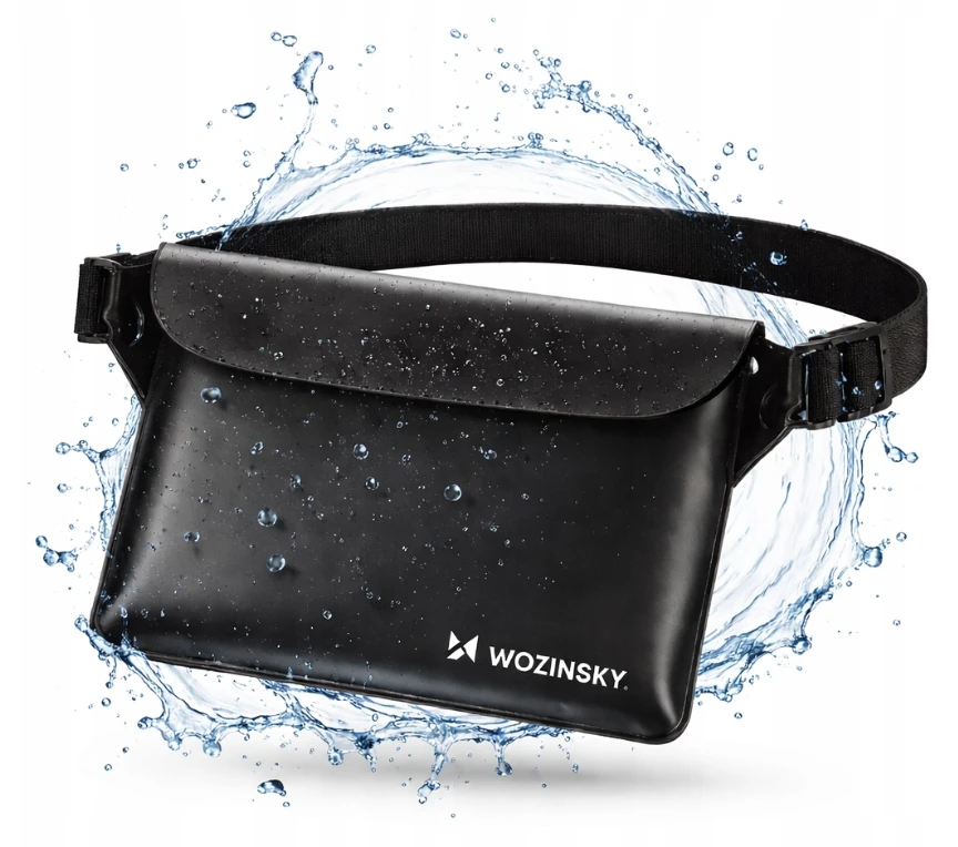 Wozinsky WWS-01 Atsparus vandeniui PVC Waist Bag - Juodas