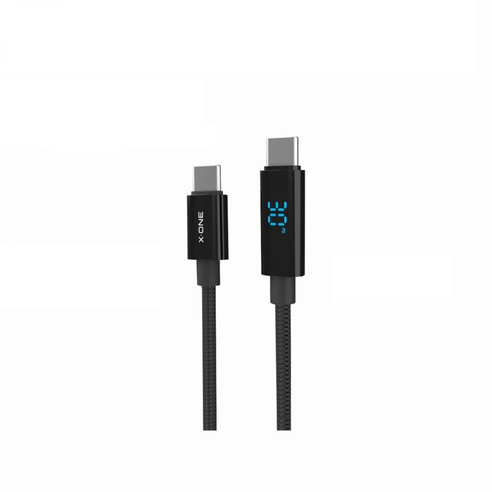 X-ONE BoltLink LED Ekranas data cable - type C to C - max 100W 1,5 m juodas