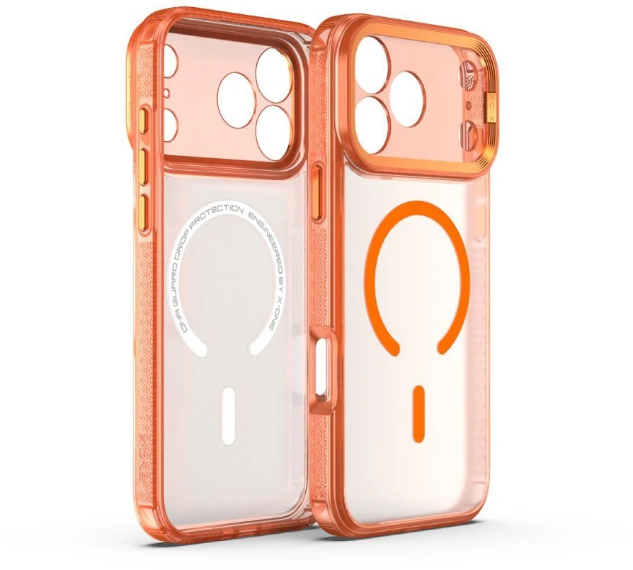 Dėklas X-ONE Dropguard 2S compatible with MagSafe for iPhone 17 Pro oranžinis frost matte