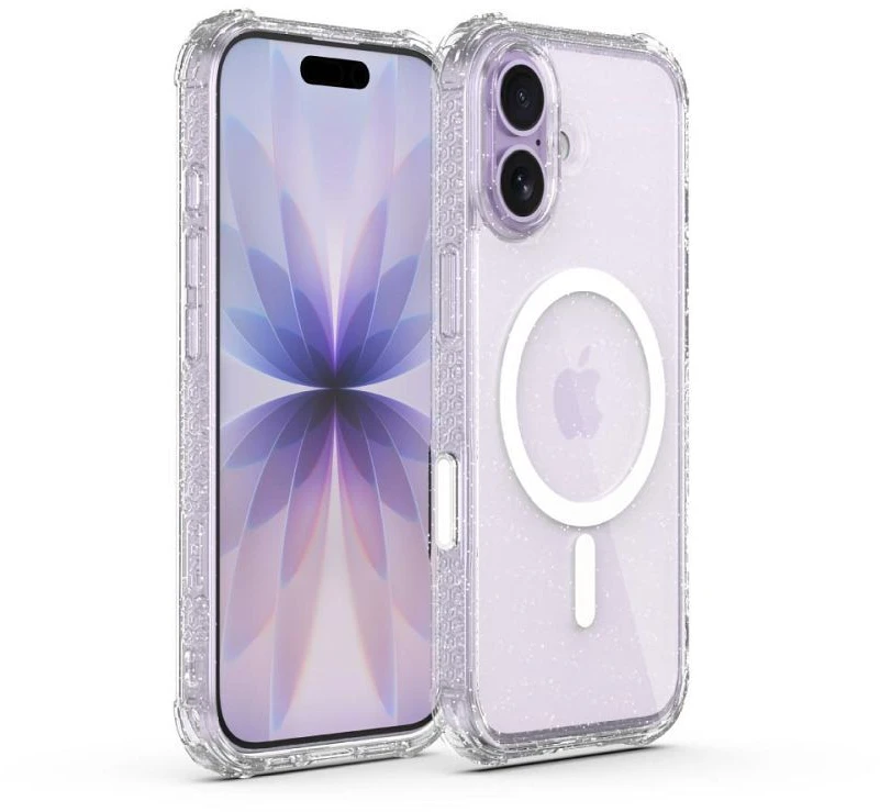 Dėklas X-ONE Dropguard Pro compatible with MagSafe for iPhone 17 glitter baltas
