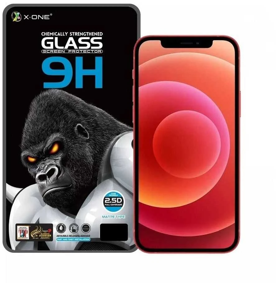 X-ONE Full Cover Extra Strong Matte – skirtas iPhone 12/12 Pro grūdintas stiklas 9H