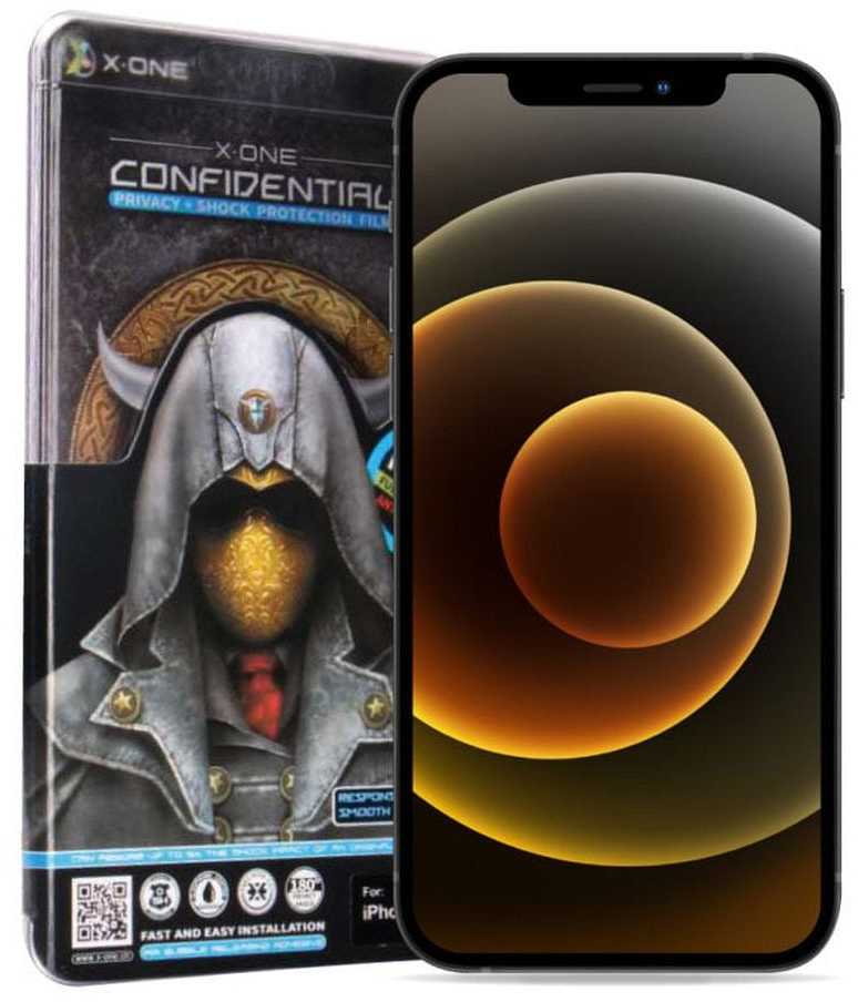 X-ONE Full Cover Extra Strong Privacy – skirtas iPhone 14 Pro Max (visi klijai) grūdintas stiklas 9H