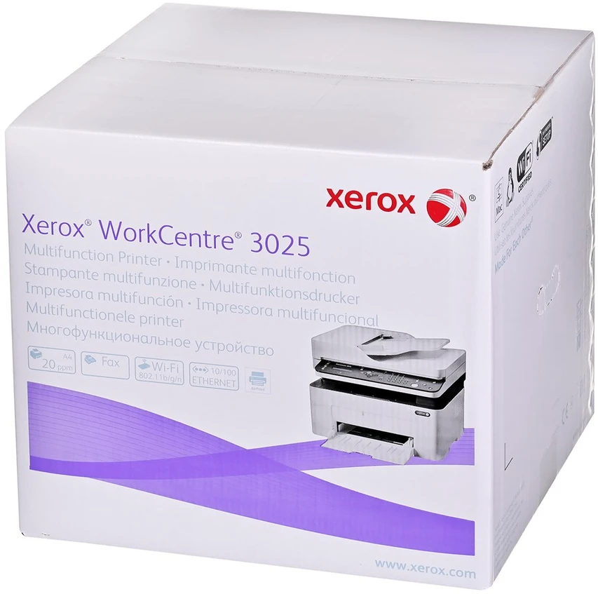 Spausdintuvas Xerox WorkCentre 3025NI, A4, kopijavimas / spausdinimas / nuskaitymas / faksas, ADF, 20 ppm, 15 000 mėn., 128 Mb, 8,5 sek., 150 lapų, USB 2.0, WiFi, Tinklinis